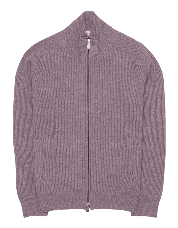 Gran Sasso Wool Cashmere Rib Full Zip Taupe