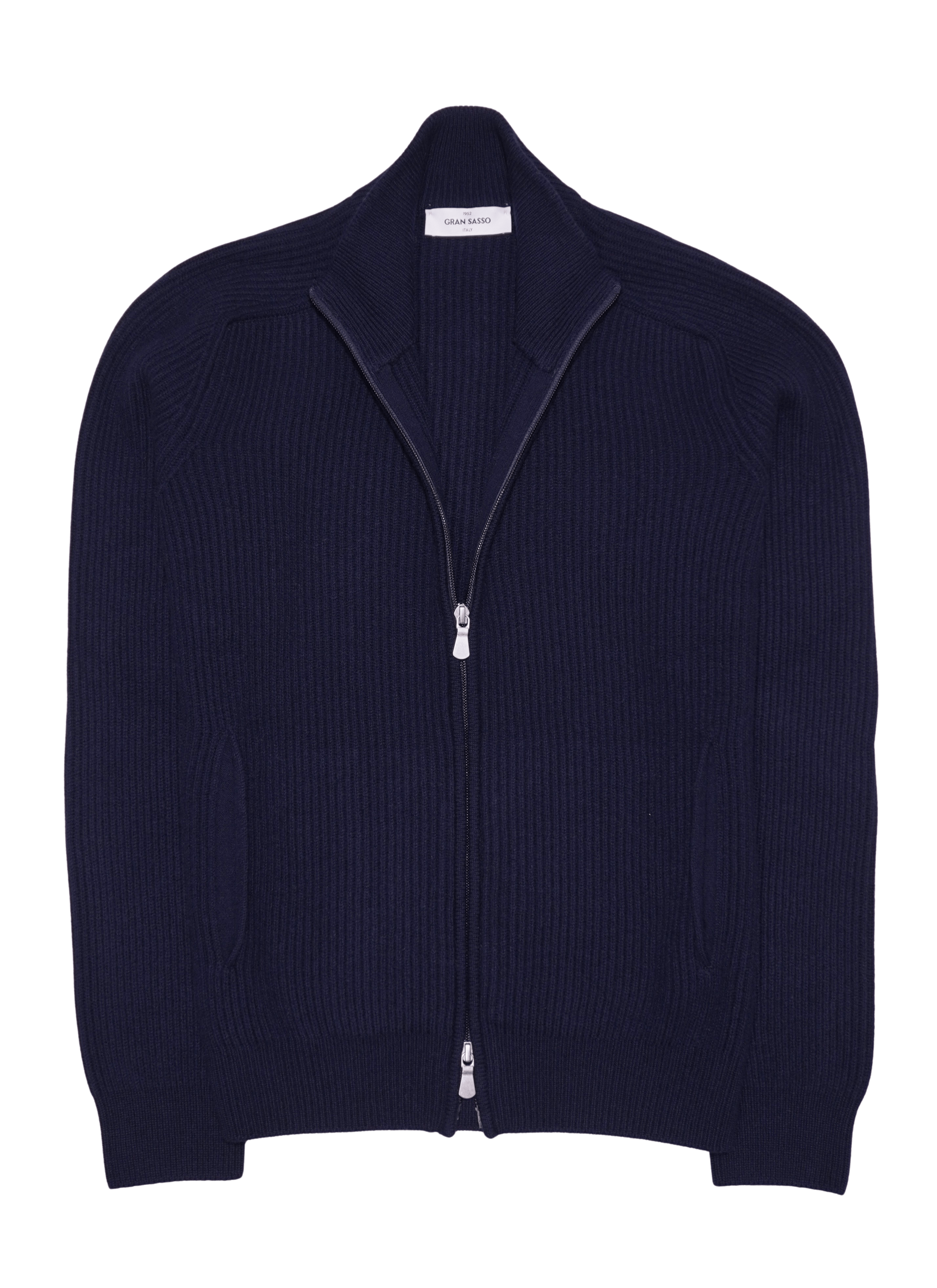 Gran Sasso Wool Cashmere Zip Navy