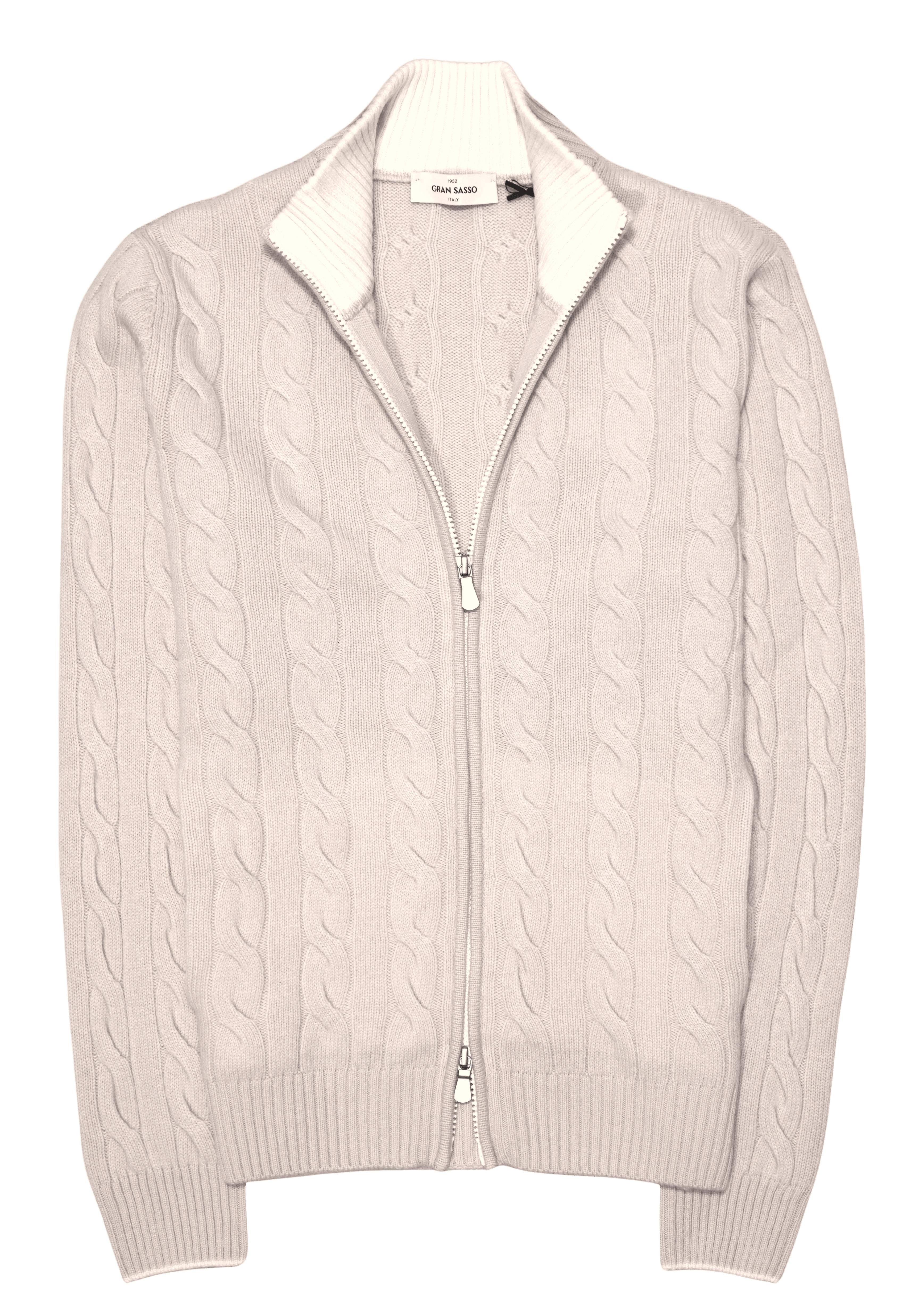 Gran Sasso Cable Knit Zip Natural