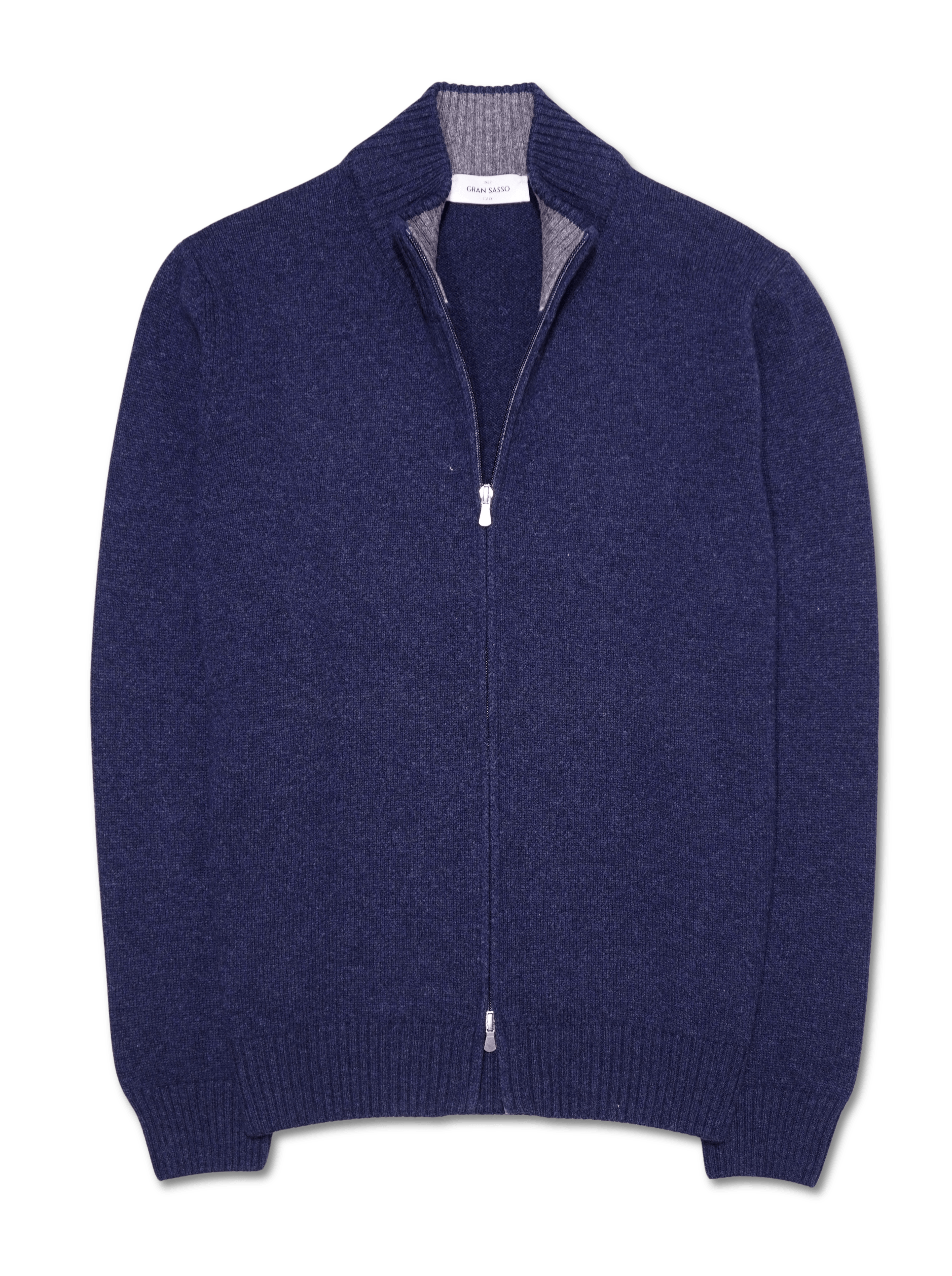 Gran Sasso Full Zip Wool Cashmere Blue