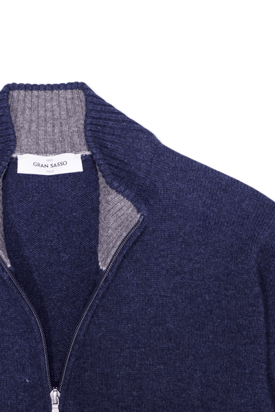 Gran Sasso Half Zip Wool Cashmere Blue