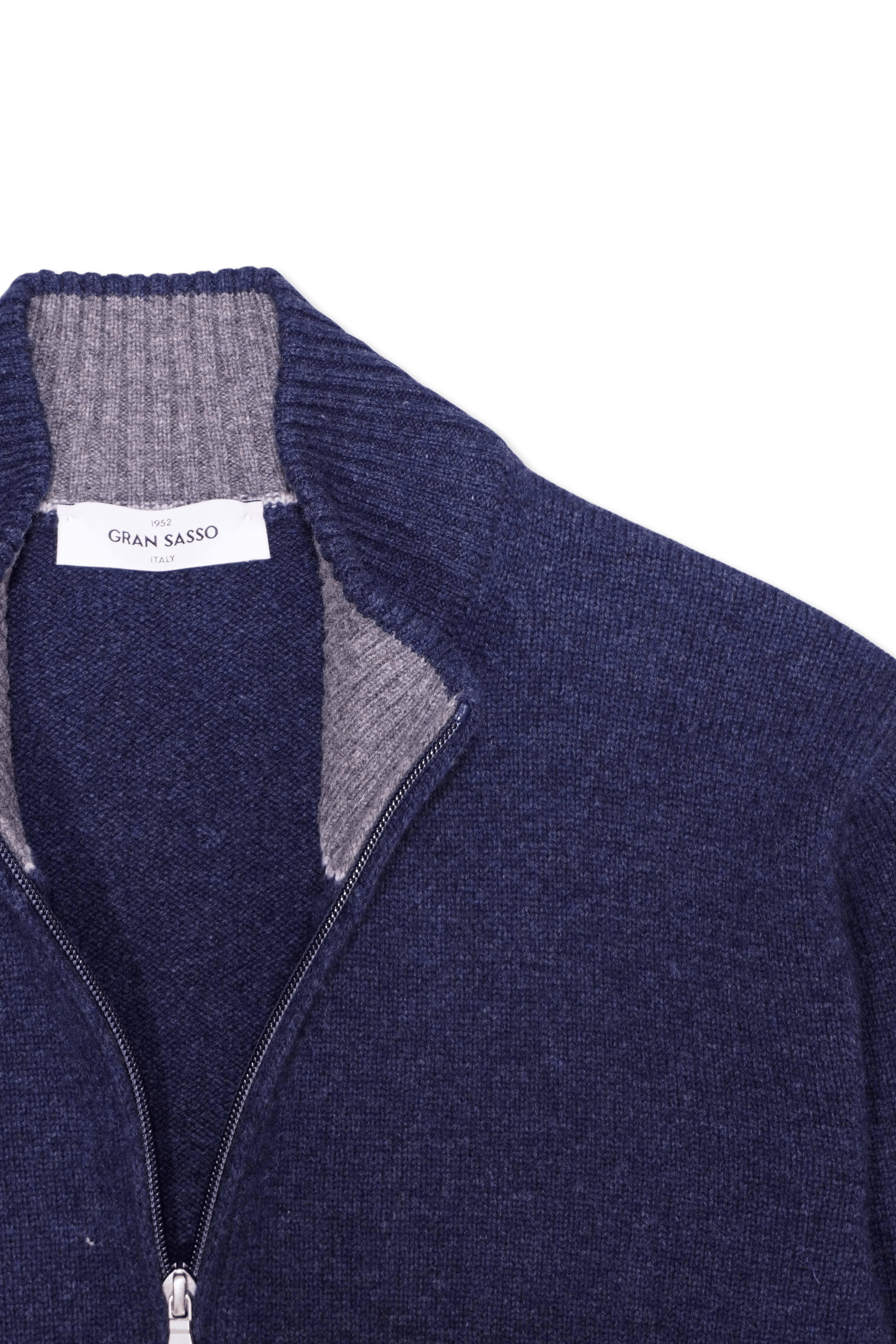 Gran Sasso Half Zip Wool Cashmere Blue