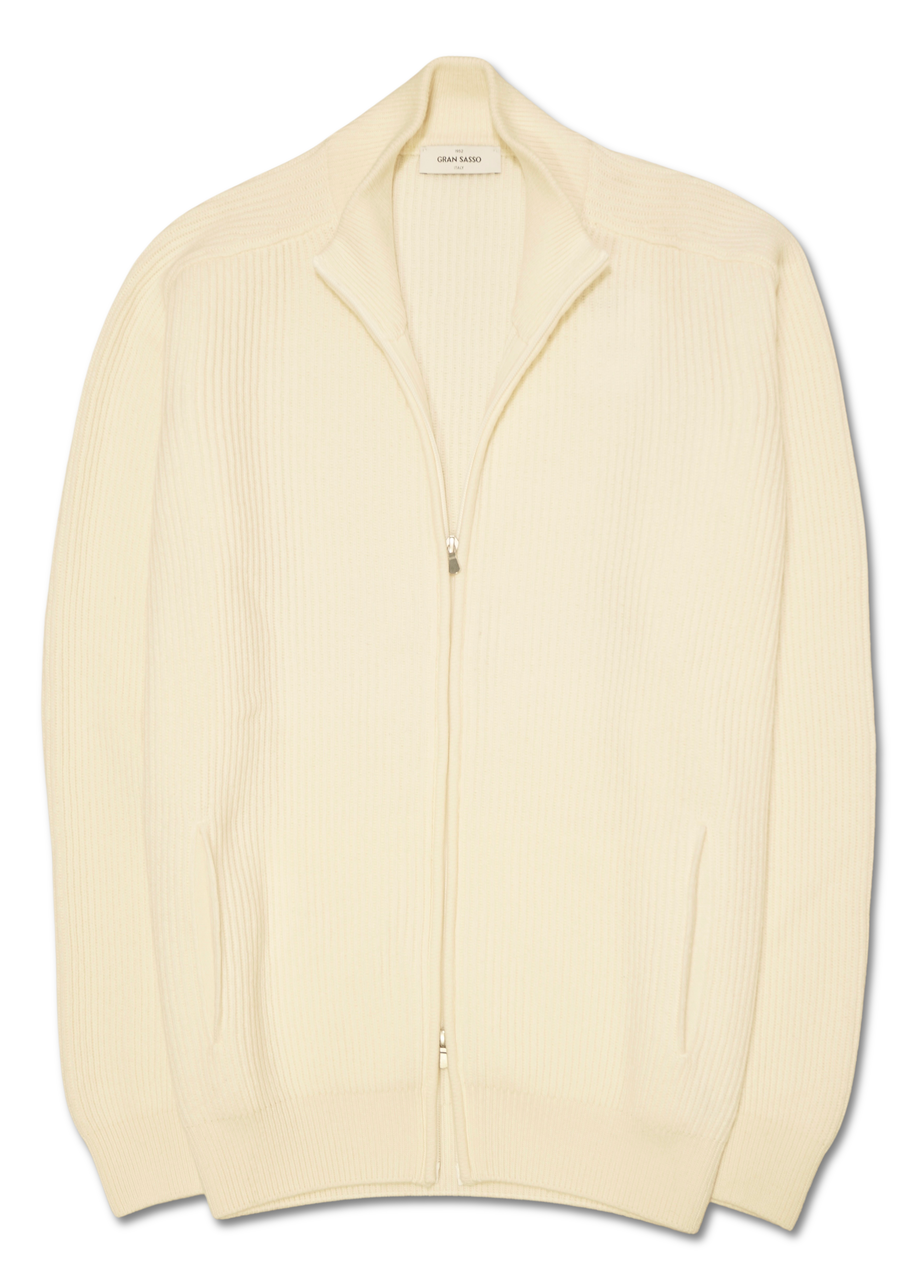 Gran Sasso Zip Cashmere Wool Ecru
