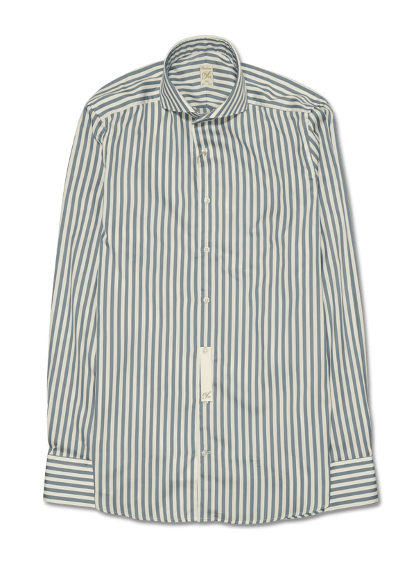 Stenströms Shirt Cotton Silk Stripe Light Blue