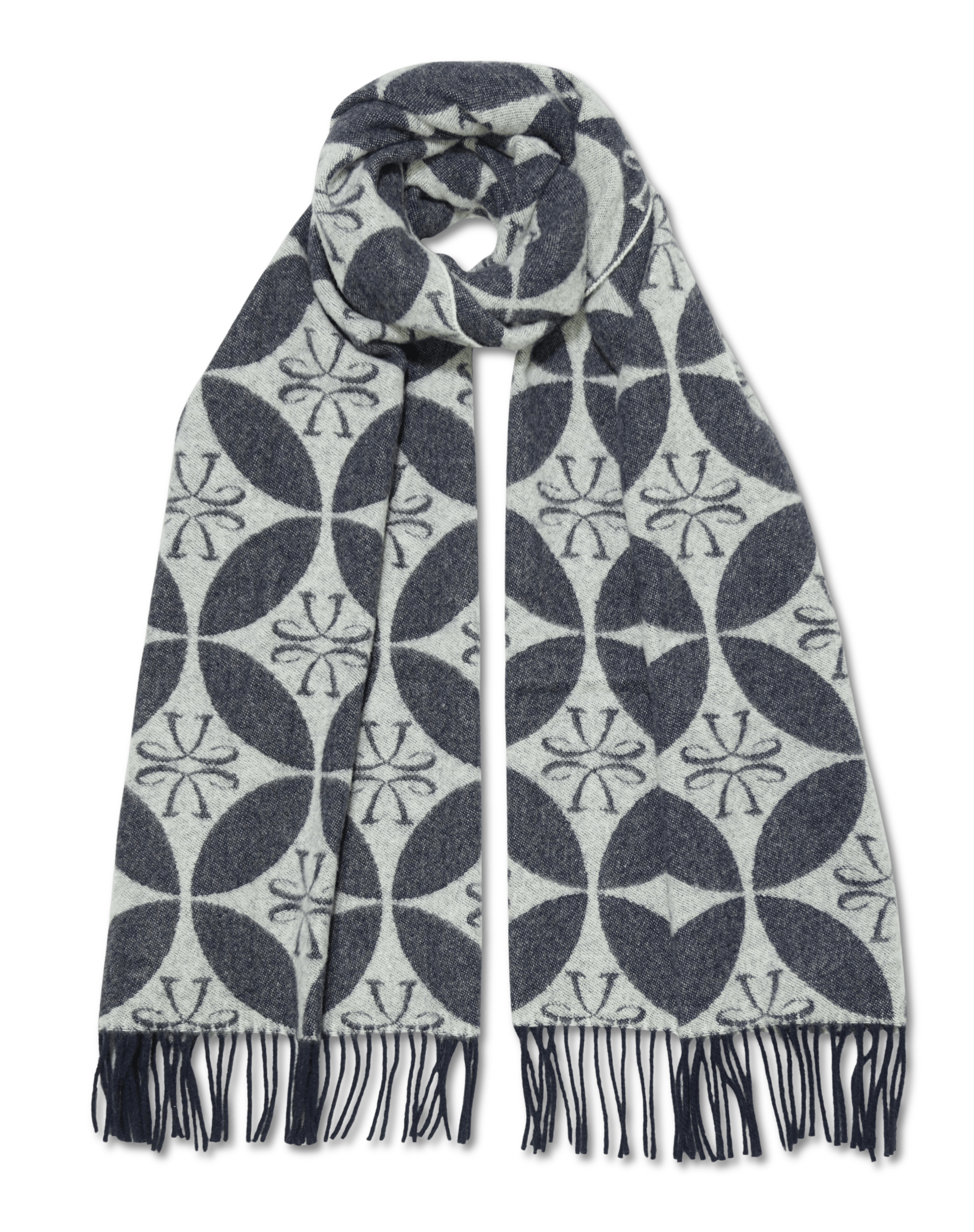 Jacob Cohen Monogram Scarf Blue Grey