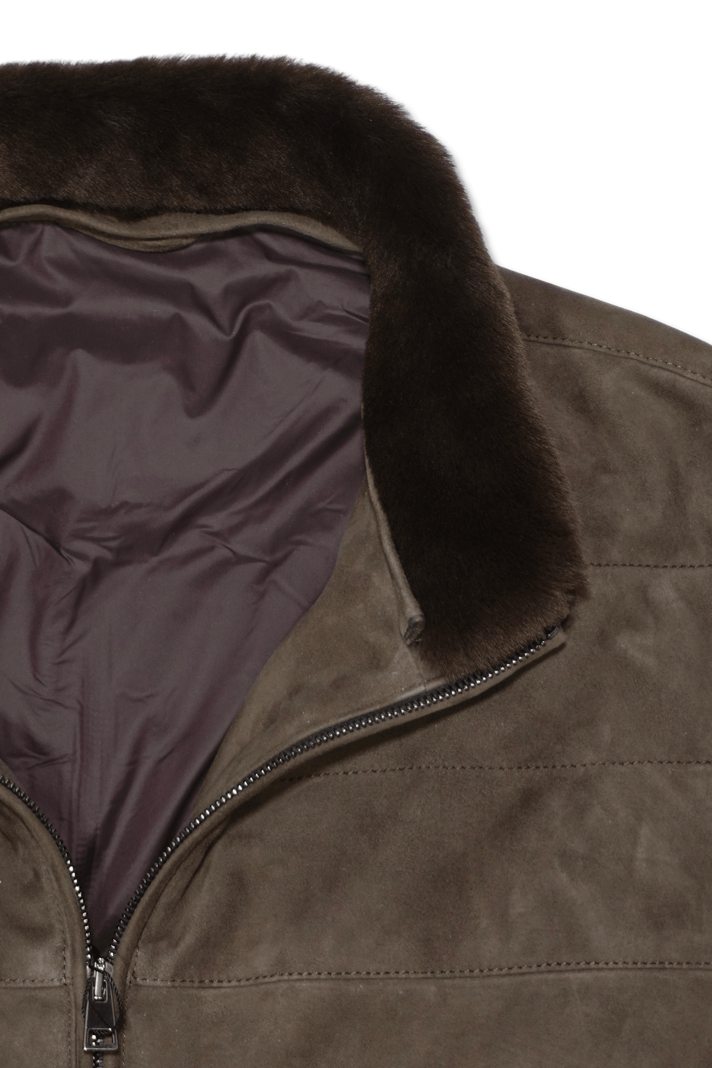 Zonda Suede Vest Shearling Collar Brown