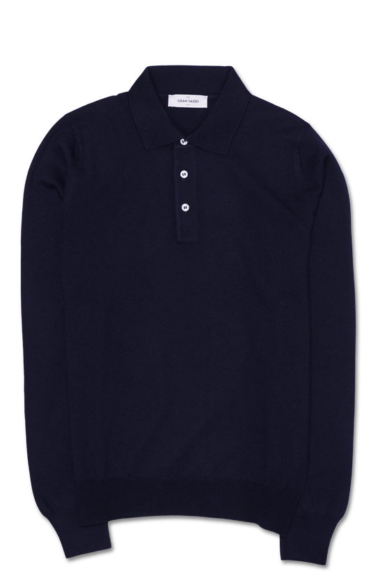 Gran Sasso Merino Polo Shirt Navy