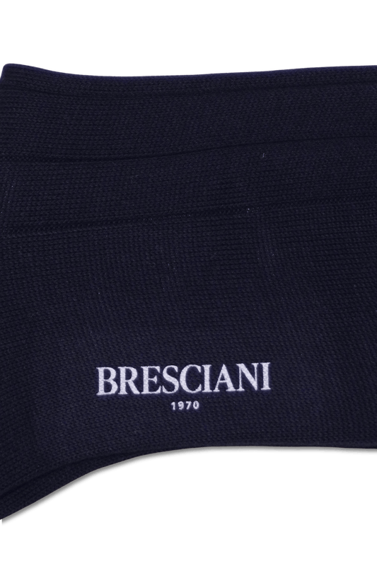 Bresciani Ribbed Pure Cotton Socks Navy