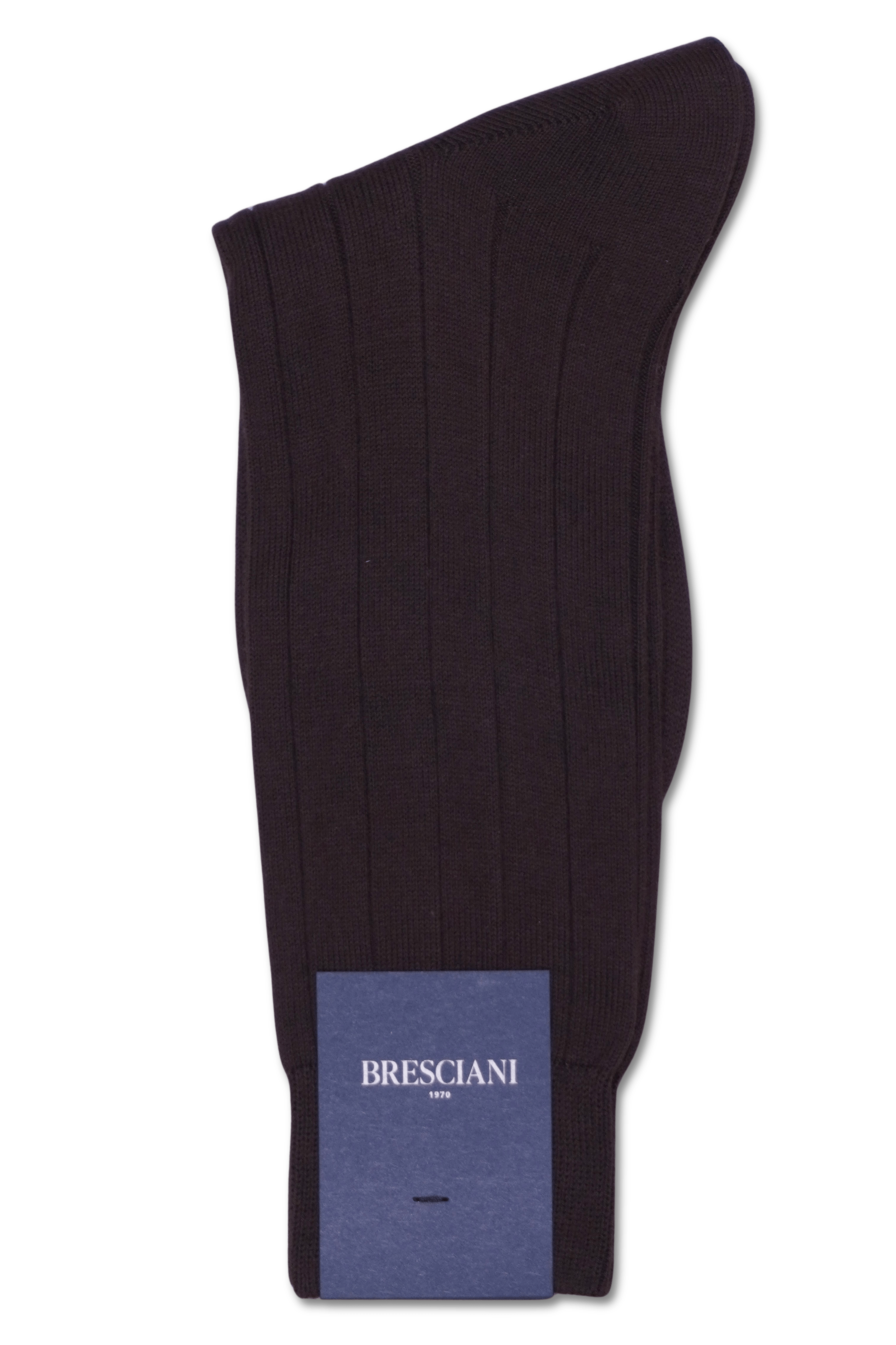 Bresciani Ribbed Pure Cotton Socks Brown