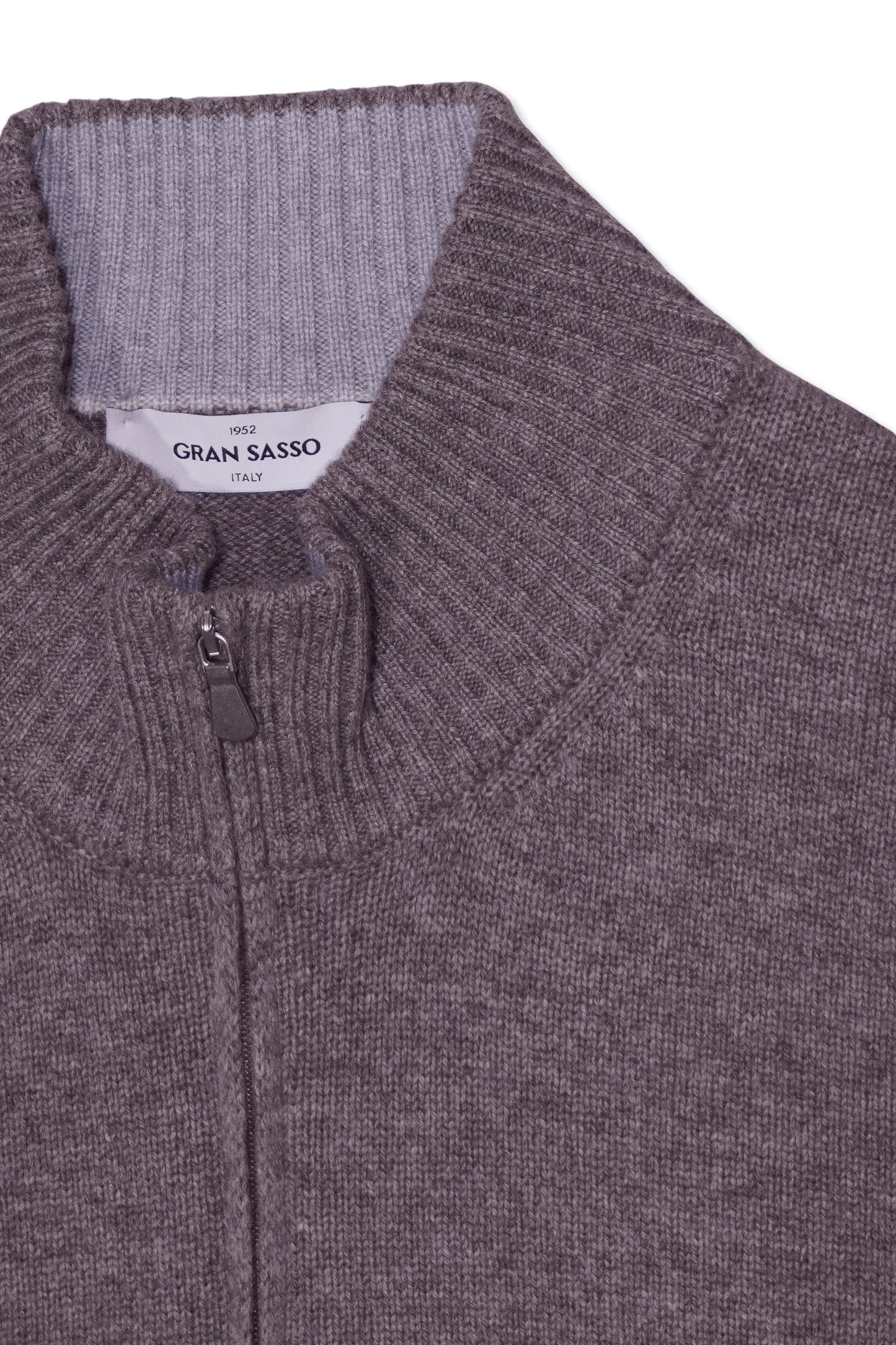 Gran Sasso Half Zip Wool Cashmere Taupe