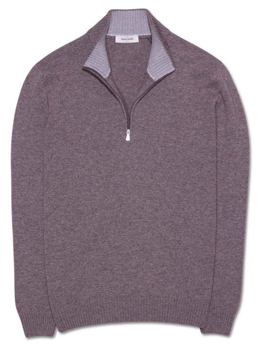 Gran Sasso Half Zip Wool Cashmere Taupe