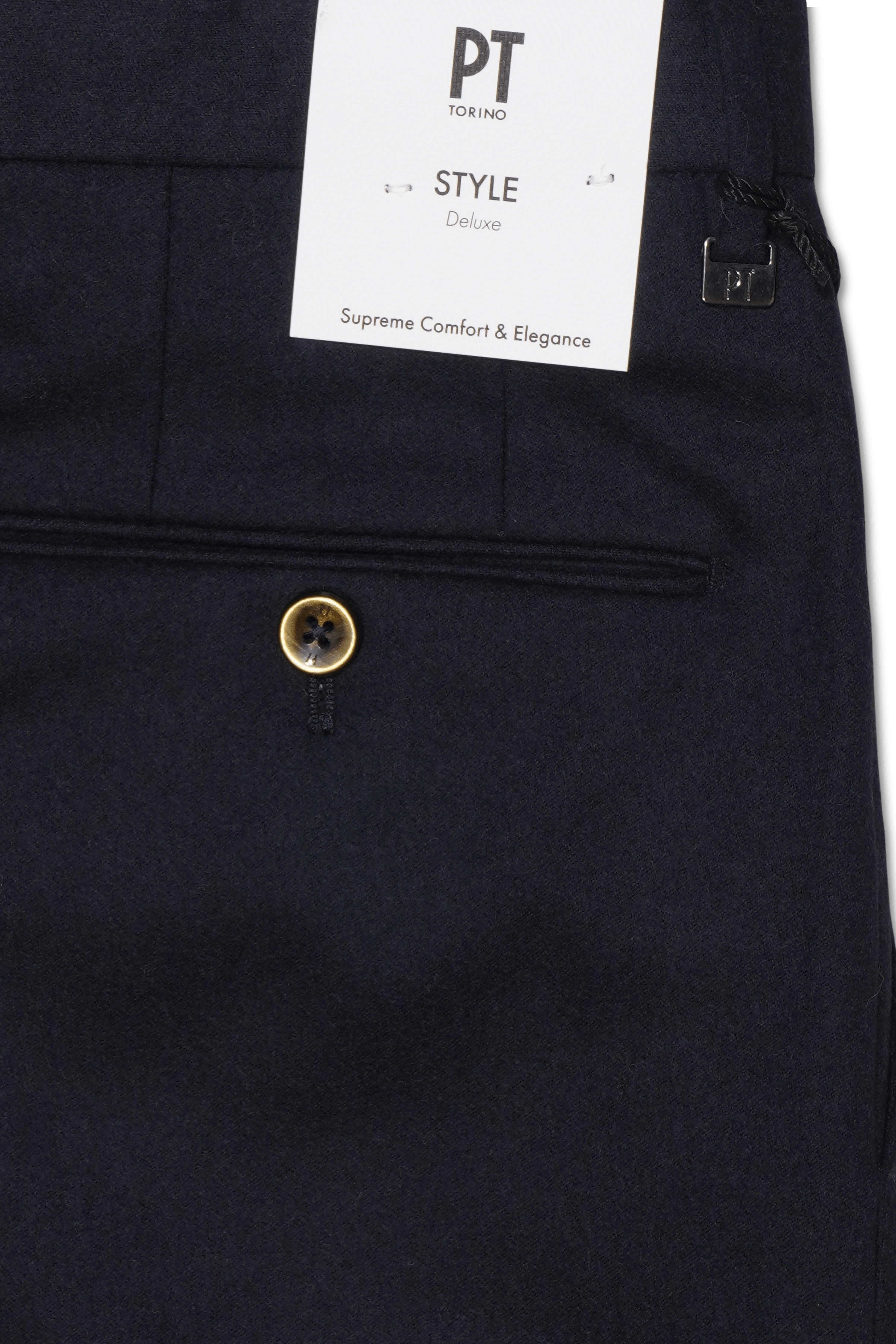 PT Torino Cashmere Flannel Trousers Navy