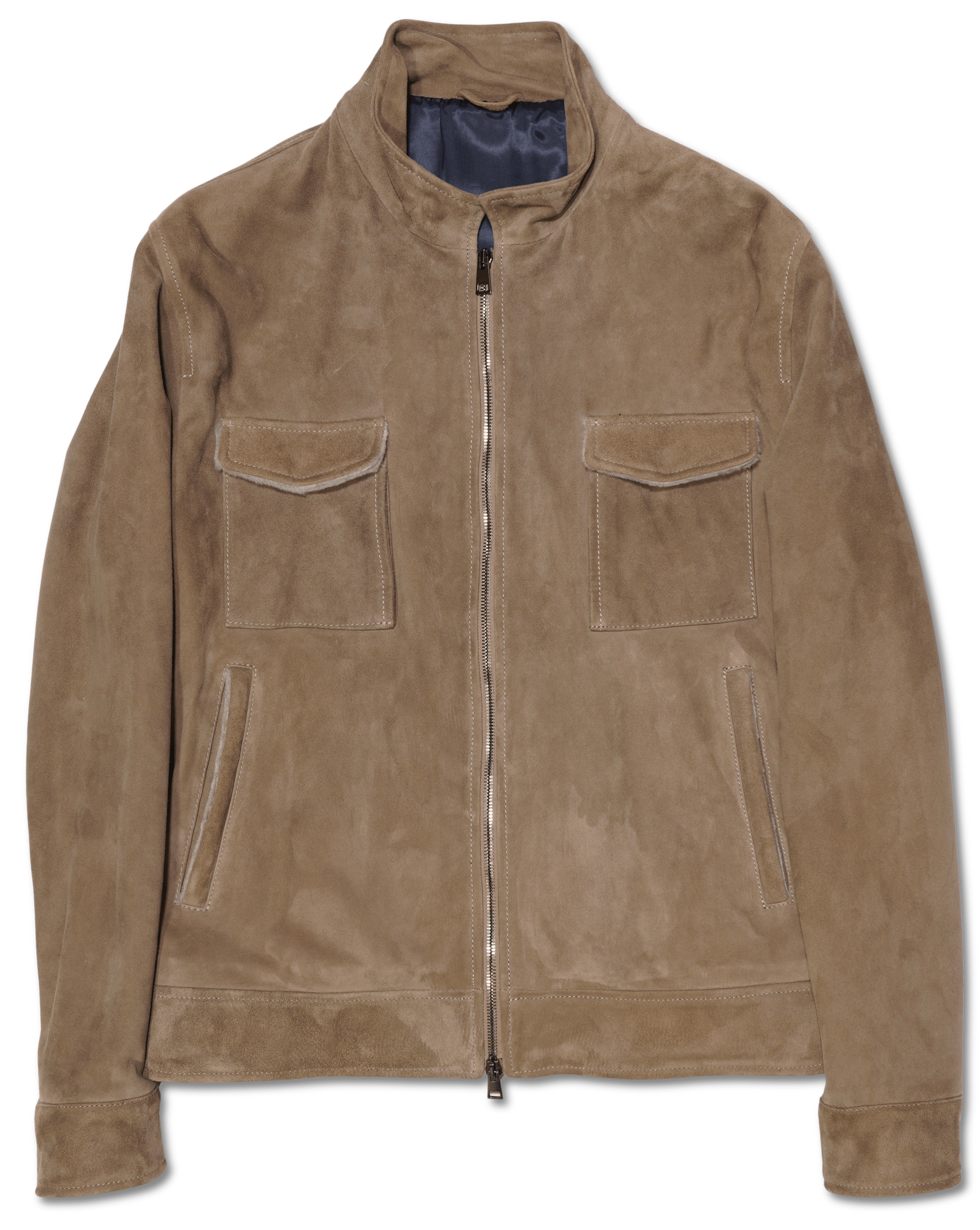 Zonda Shearling Trim Suede Jacket Taupe