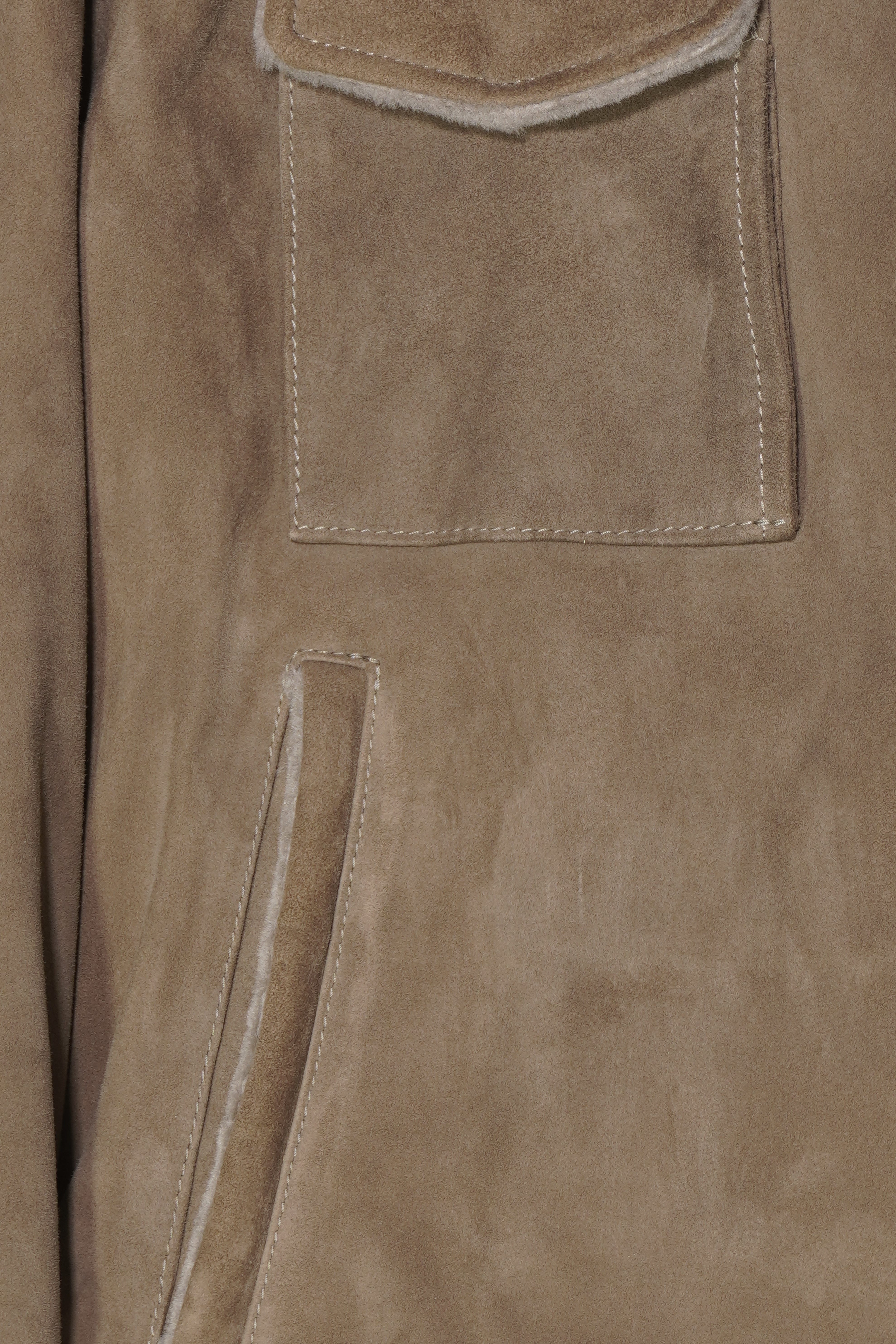 Zonda Shearling Trim Suede Jacket Taupe
