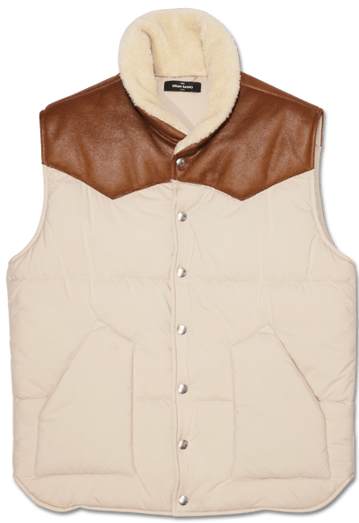 Gran Sasso Leather Patch Vest Beige