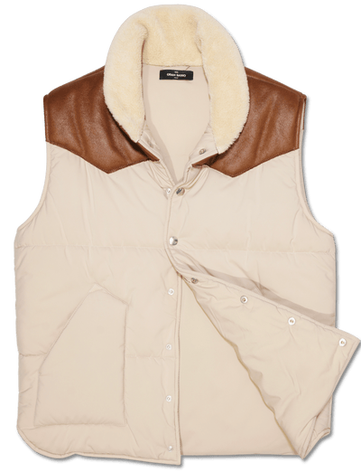 Gran Sasso Leather Patch Vest Beige