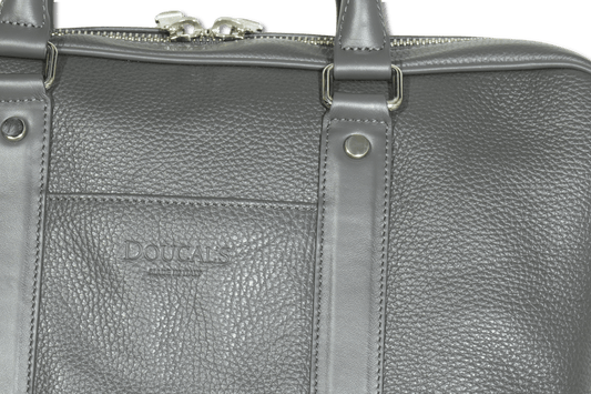 Doucals Business Briefcase Grey Leather
