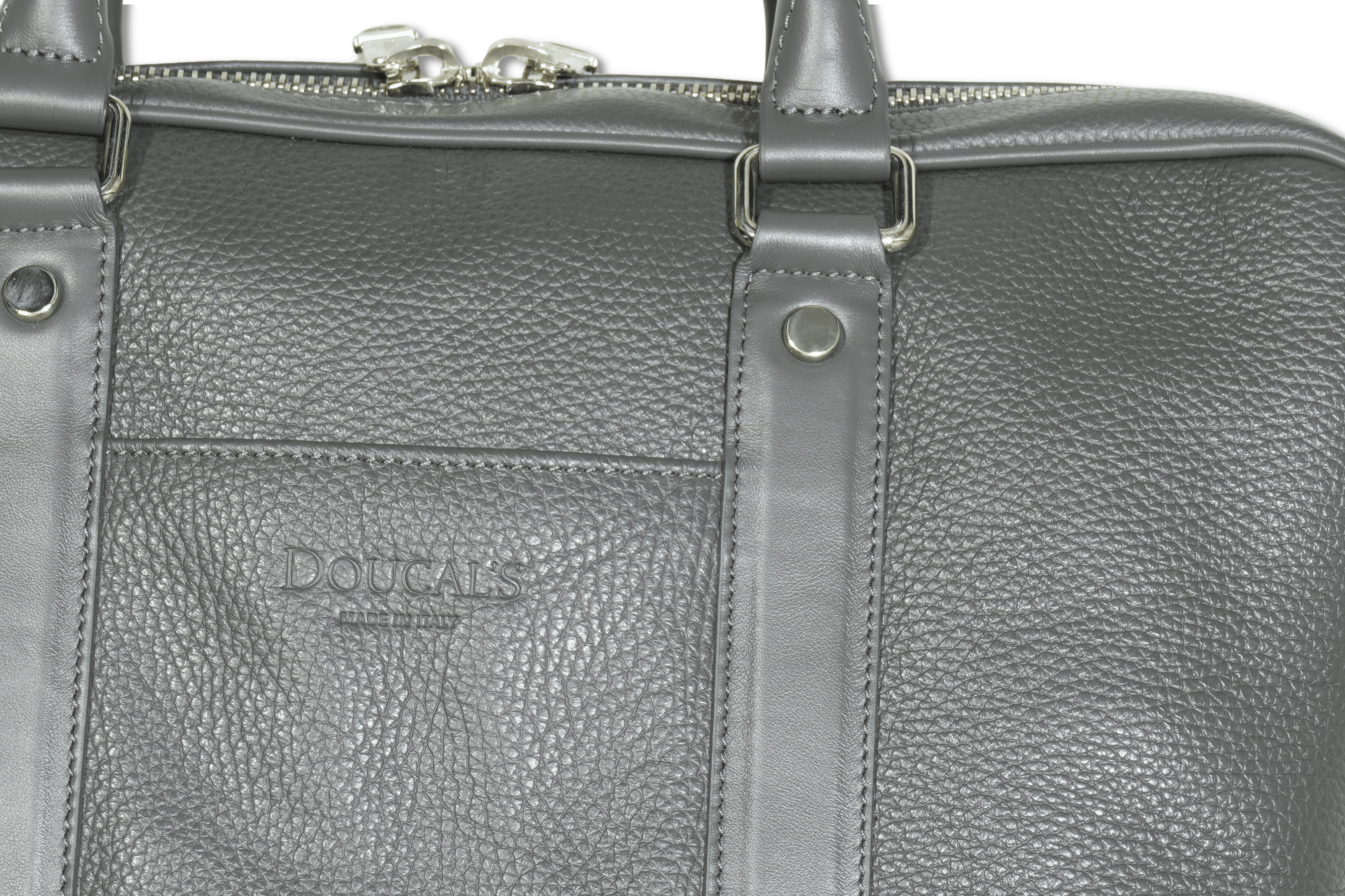 Doucals Business Briefcase Grey Leather