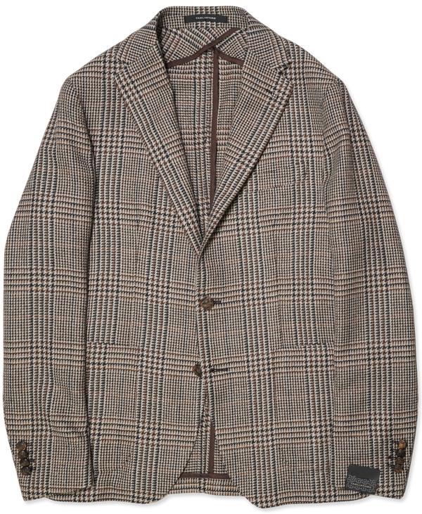 Tagliatore Silk Jacket Check Brown