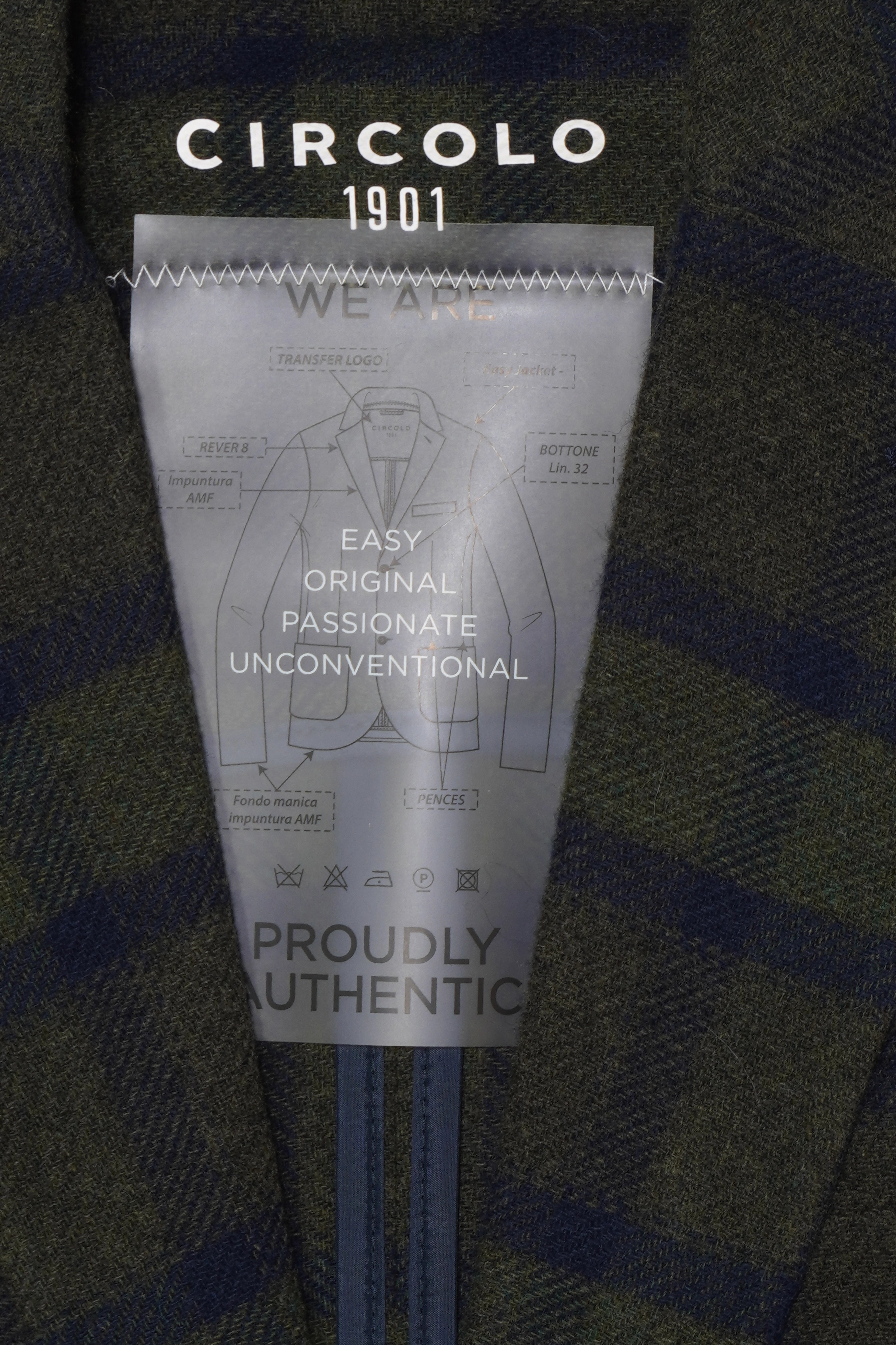 Circolo Wool Jacket Check Dark Green