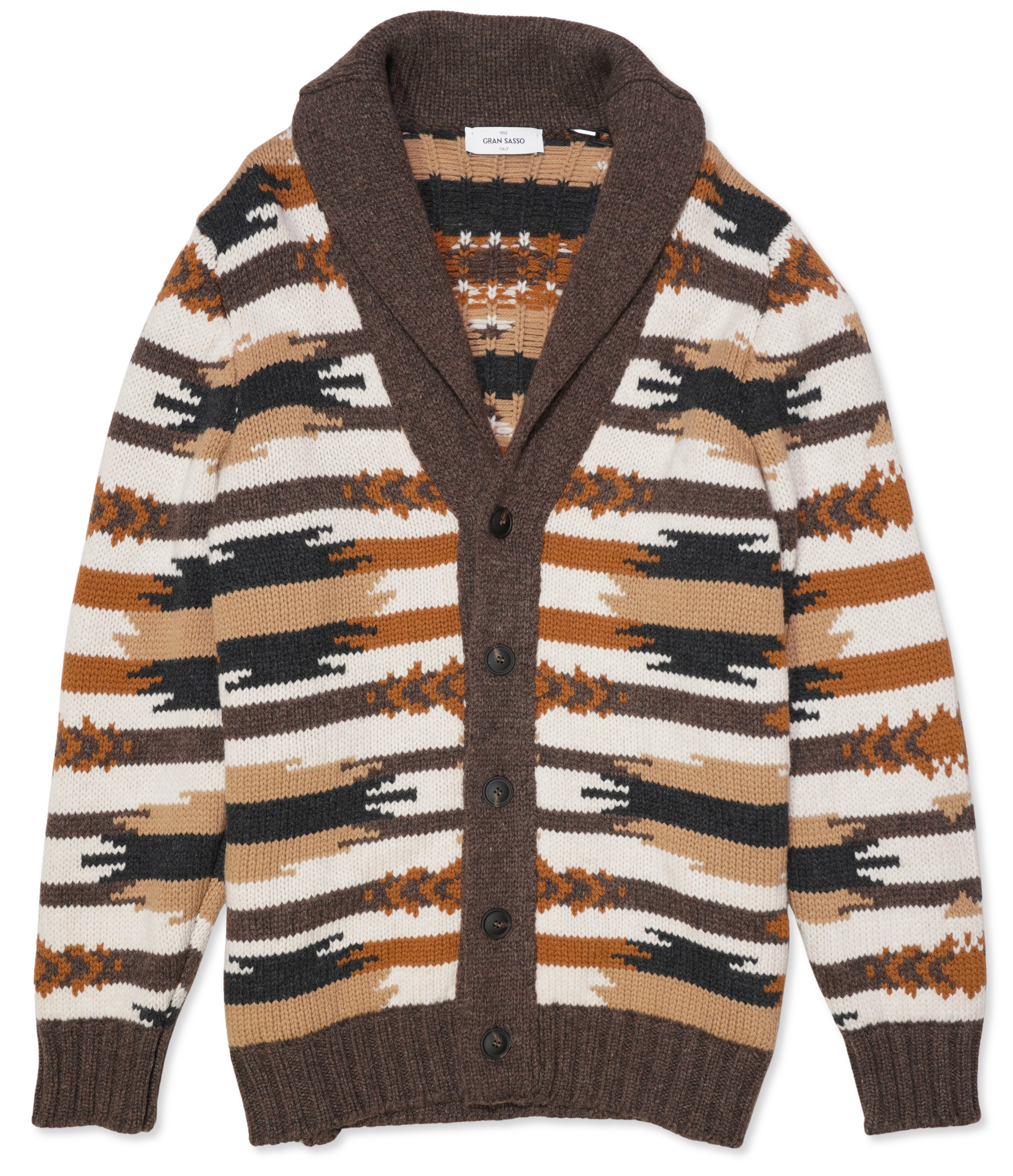 Gran Sasso Shawl Cardigan Patterned Brown