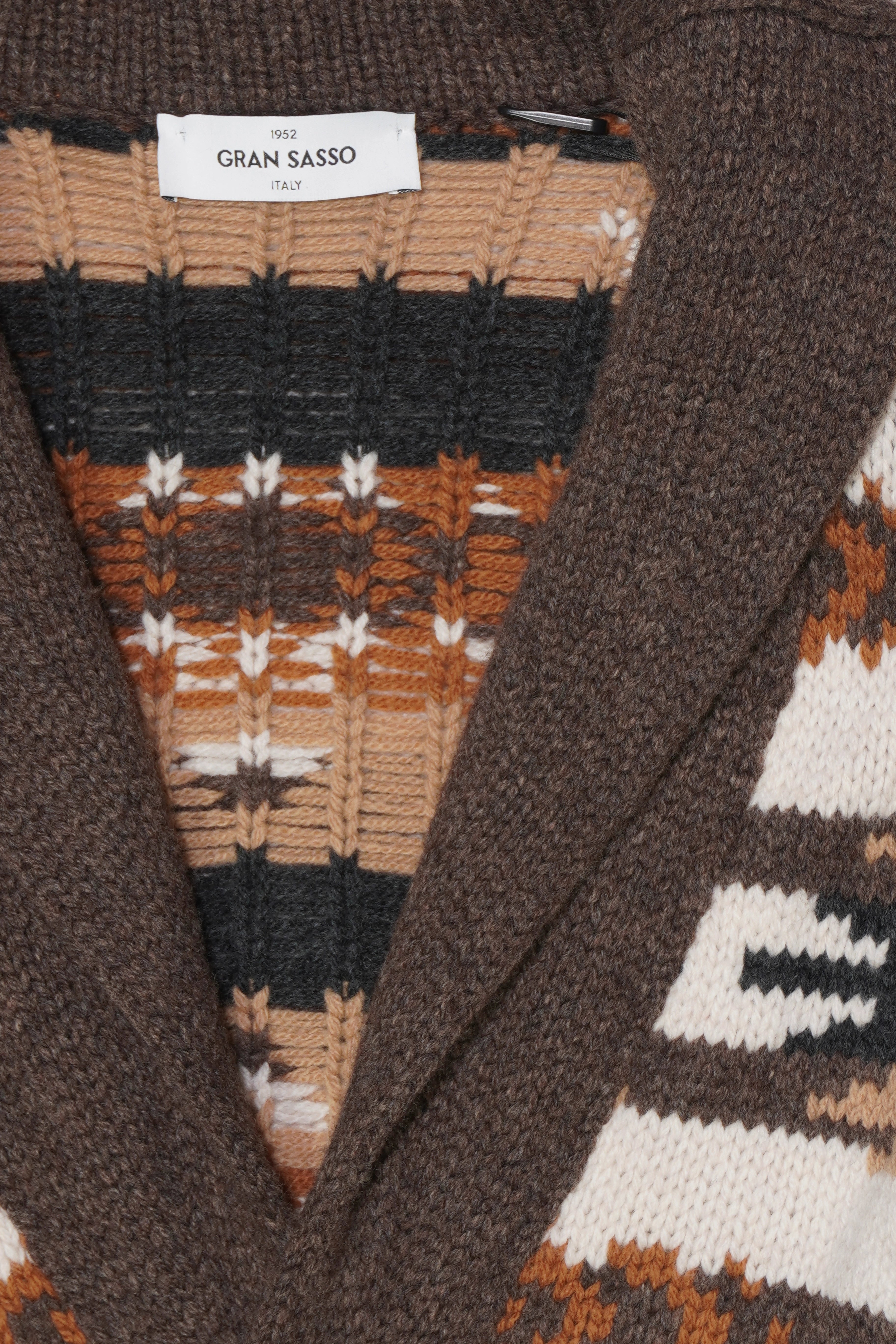 Gran Sasso Shawl Cardigan Patterned Brown