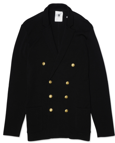 PT Torino Double Breasted Knit Blazer Black