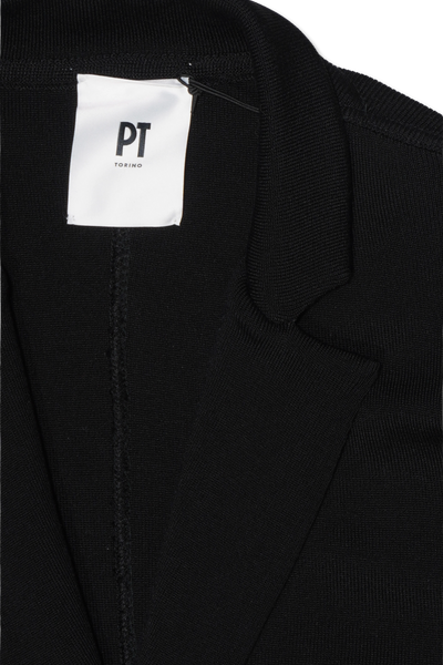 PT Torino Double Breasted Knit Blazer Black