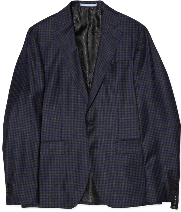 Sand Wool Jacket Check Blue Brown