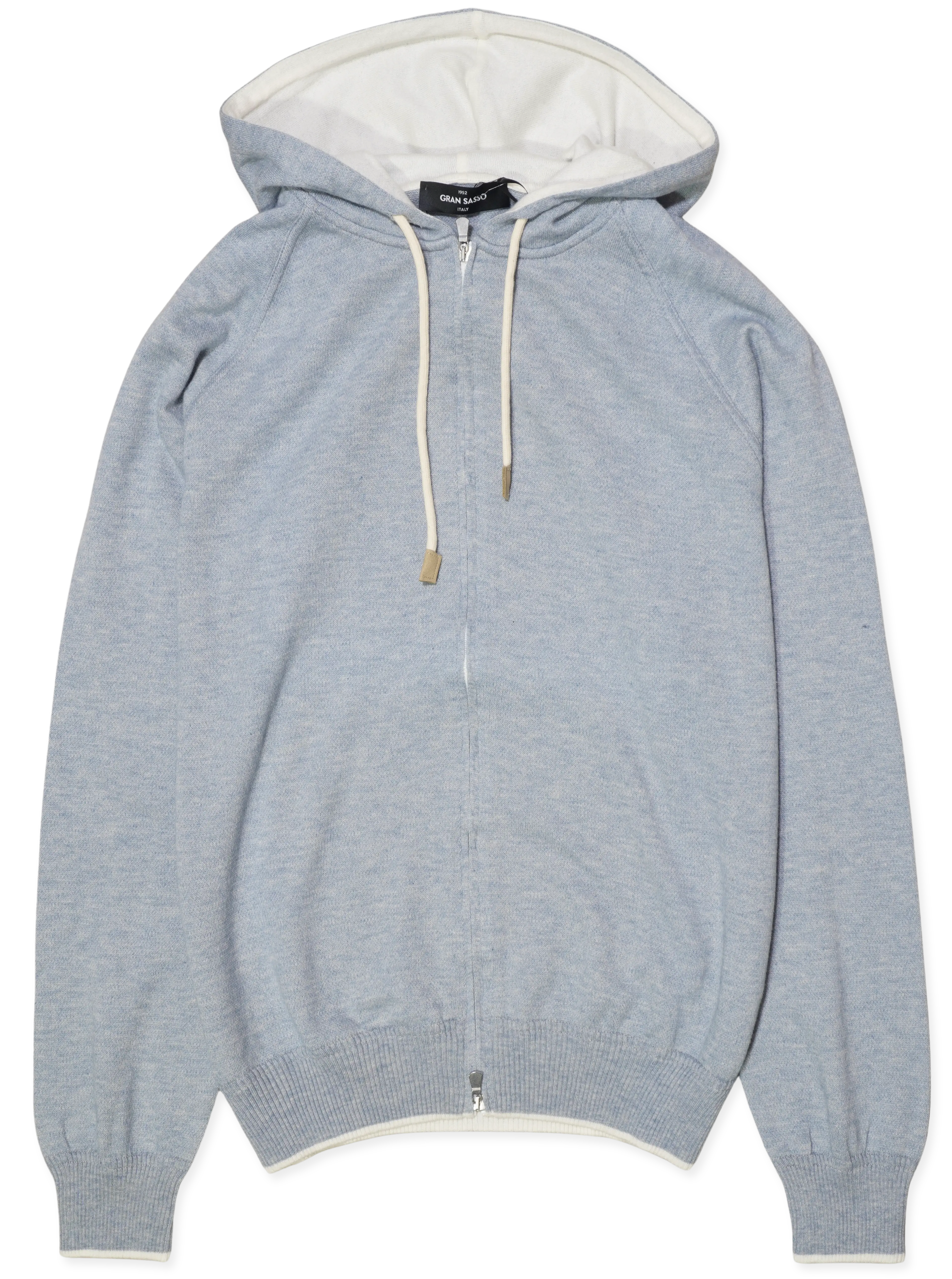 Gran Sasso Cashmere Cotton Hoodie Light Blue