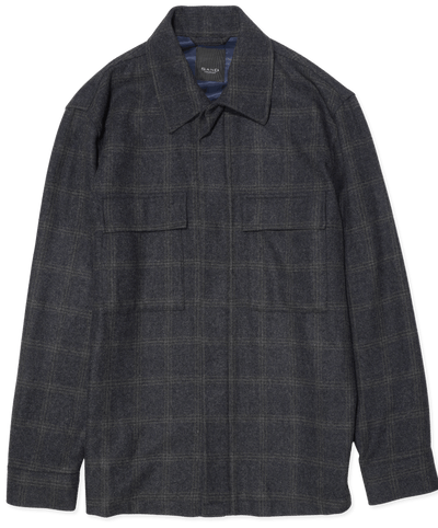 Sand Flannel Overshirt Check Dark Grey
