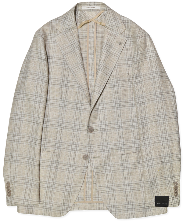 Tagliatore Silk Jacket Checked Light Brown