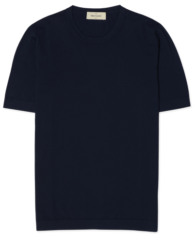 Gran Sasso Knitted Pure Cotton T-Shirt Navy