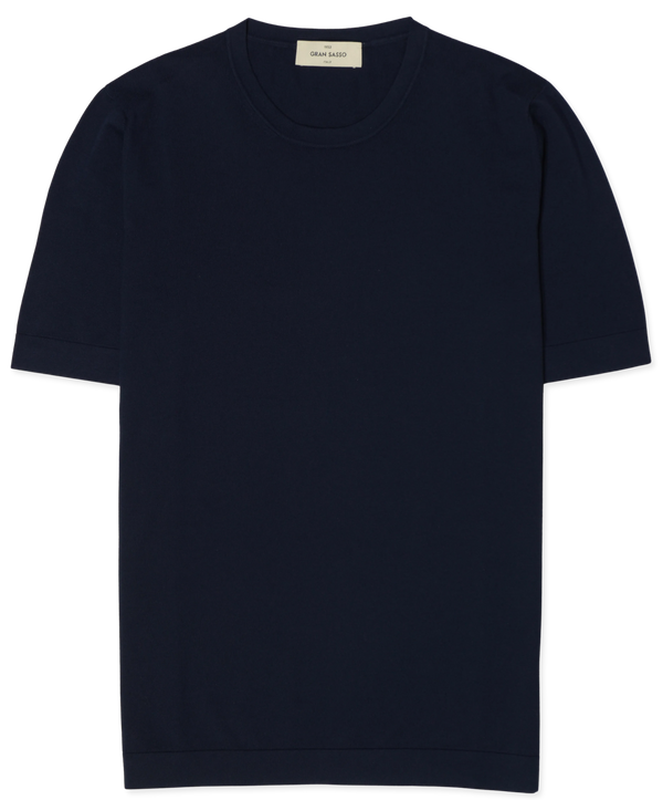 Gran Sasso Knitted Pure Cotton T-Shirt Navy