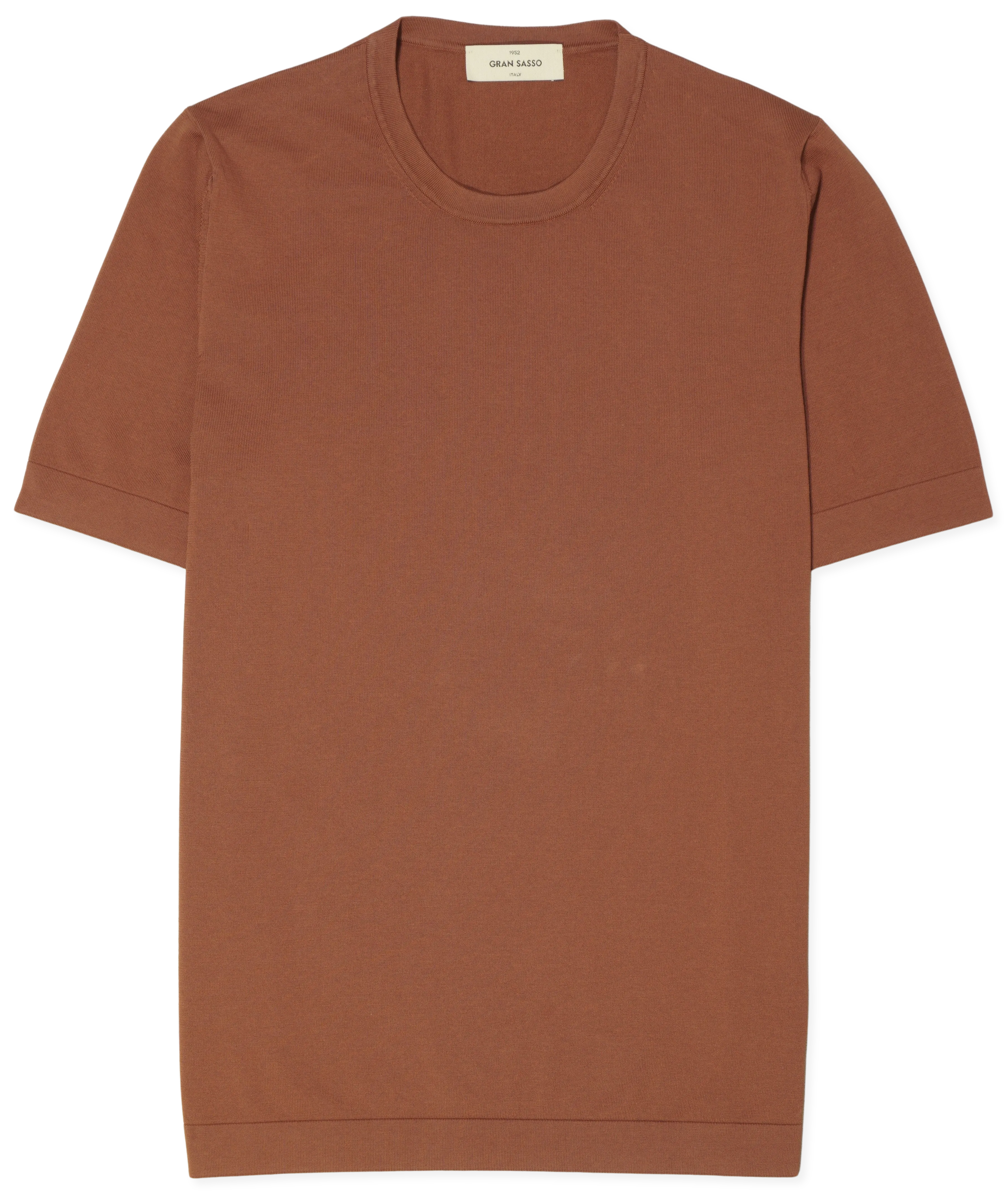 Gran Sasso Knitted Pure Cotton T-Shirt Terracotta