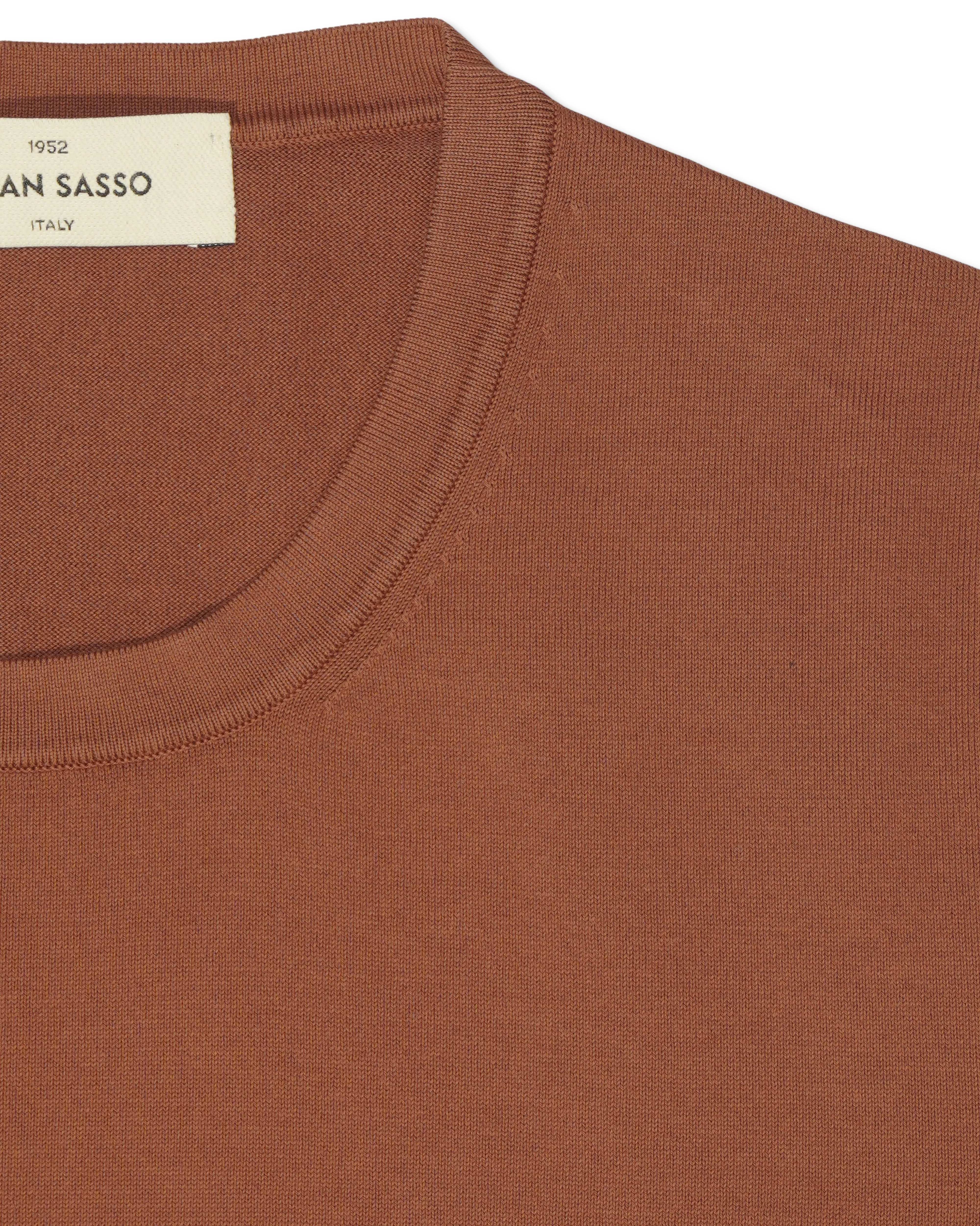 Gran Sasso Knitted Pure Cotton T-Shirt Terracotta