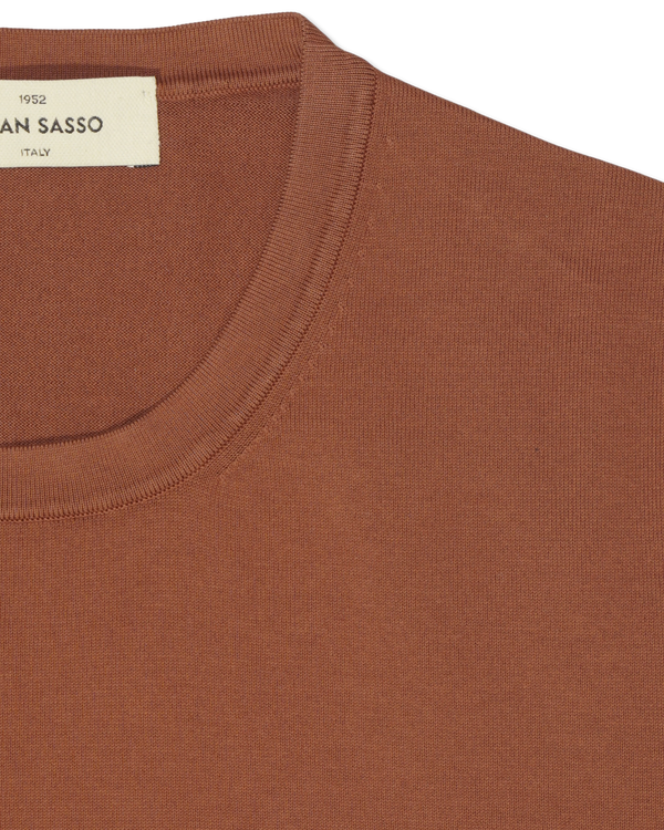 Gran Sasso Knitted Pure Cotton T-Shirt Terracotta