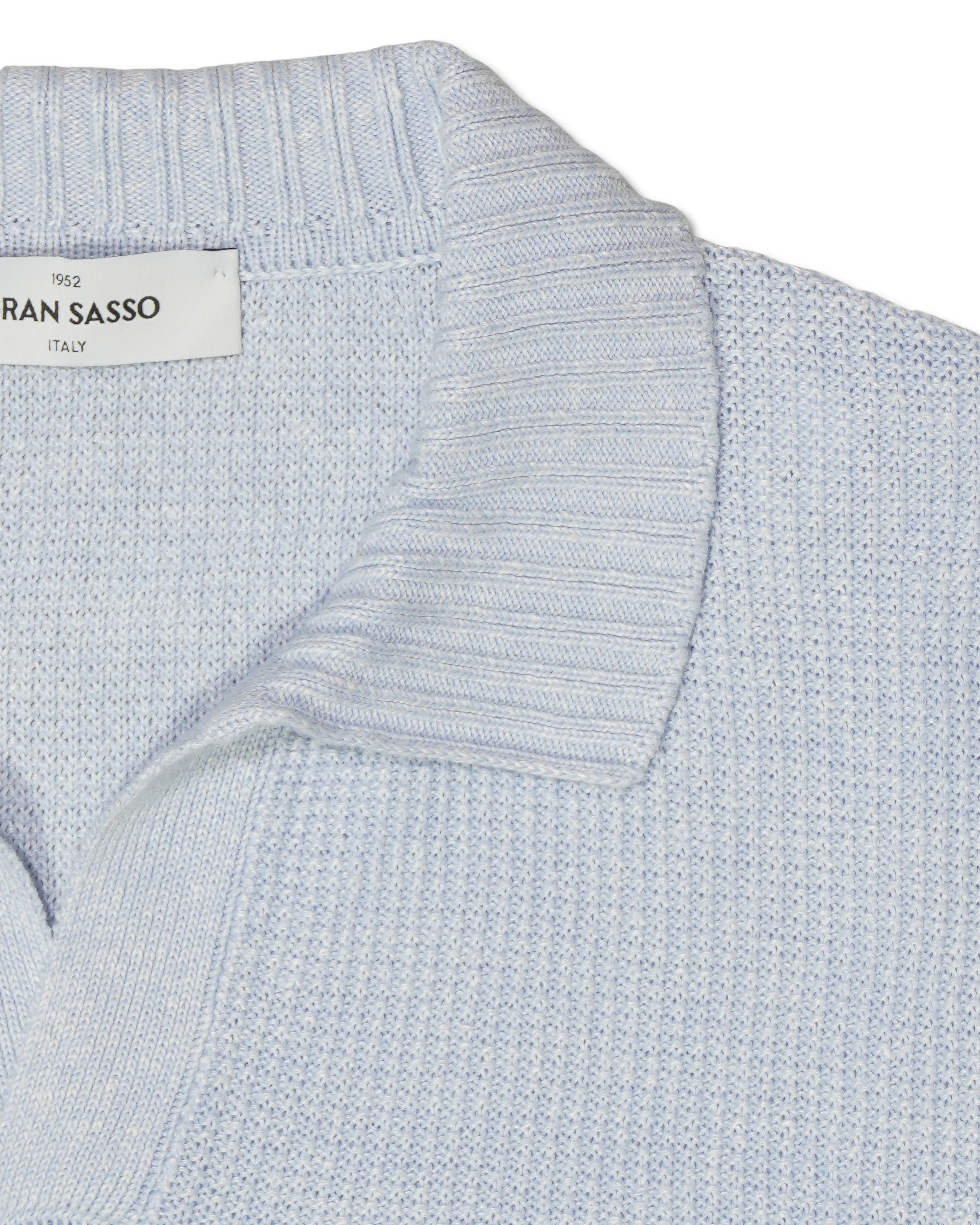 Gran Sasso Polo Shirt Linen Cotton Light Blue
