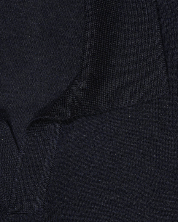 Gran Sasso Polo Shirt Pure Silk Navy