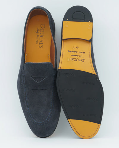 Doucals Penny Loafer Suede Ocean Blue