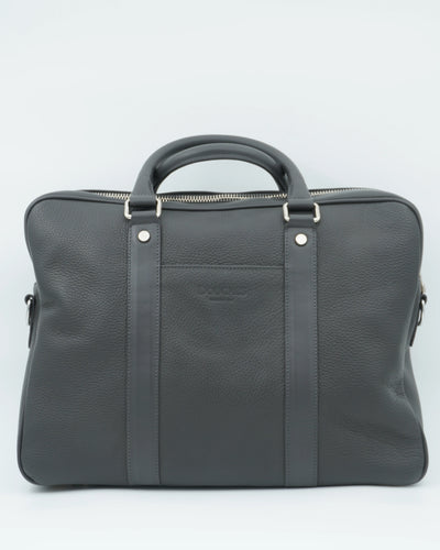 Doucals Business Leather Briefcase Grey