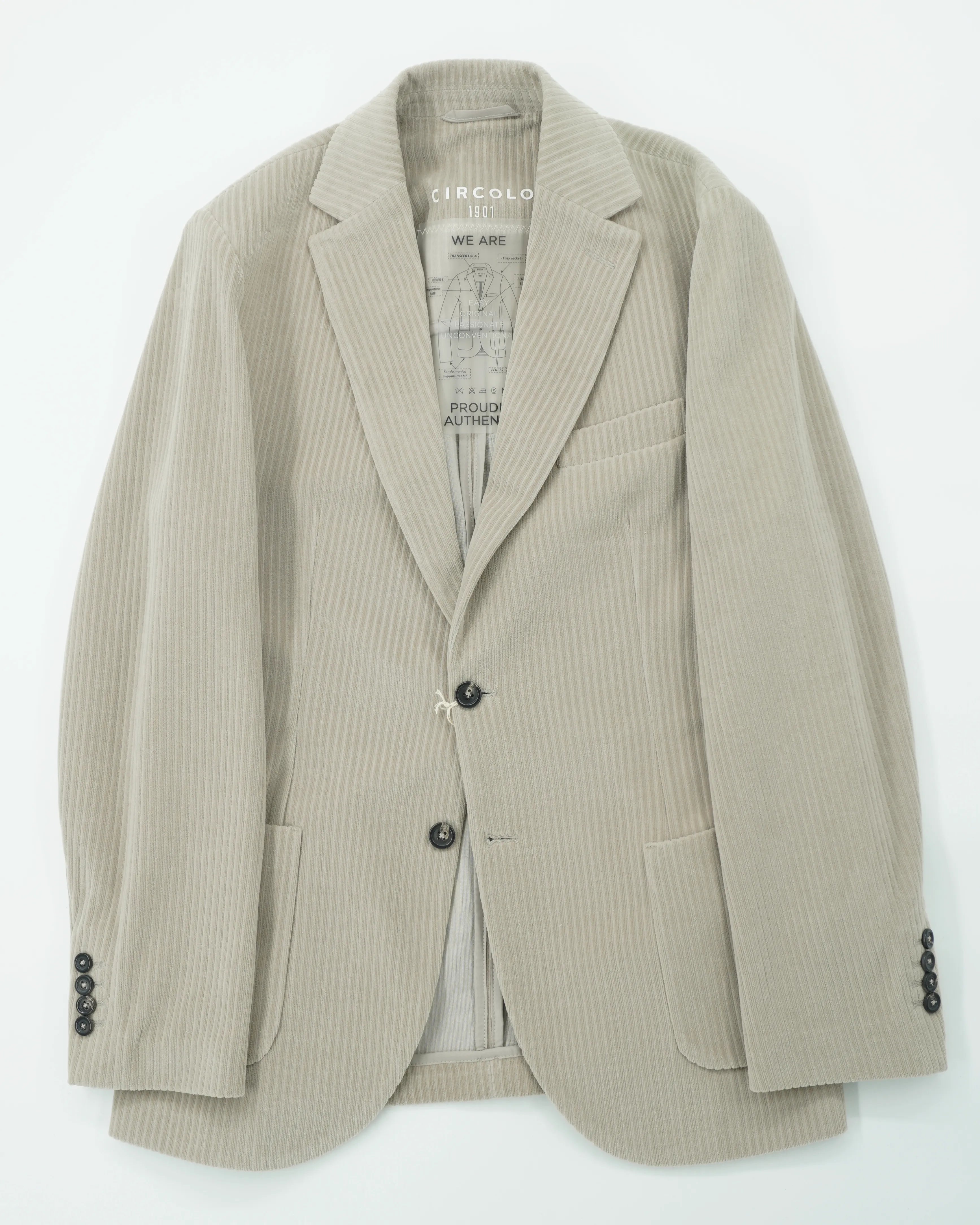 Circolo Jacket Wide Corduroy Light Grey