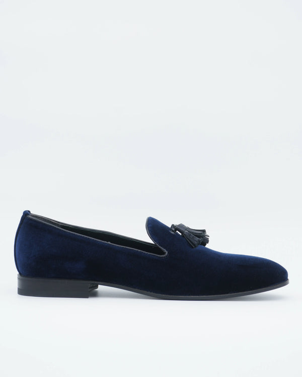 Sand Copenhagen Tassel Loafers Velvet Navy