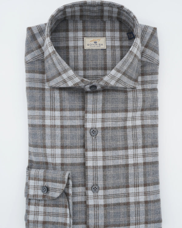 Sonrisa Shirt Flannel Blue Brown Check