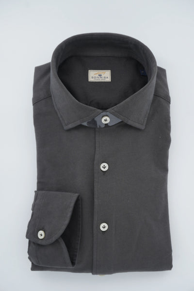 Sonrisa Shirt Washed Cotton Jersey Grey Brown