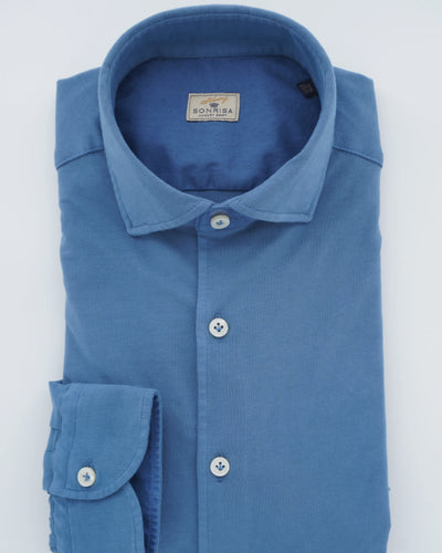Sonrisa Shirt Washed Cotton Jersey Blue