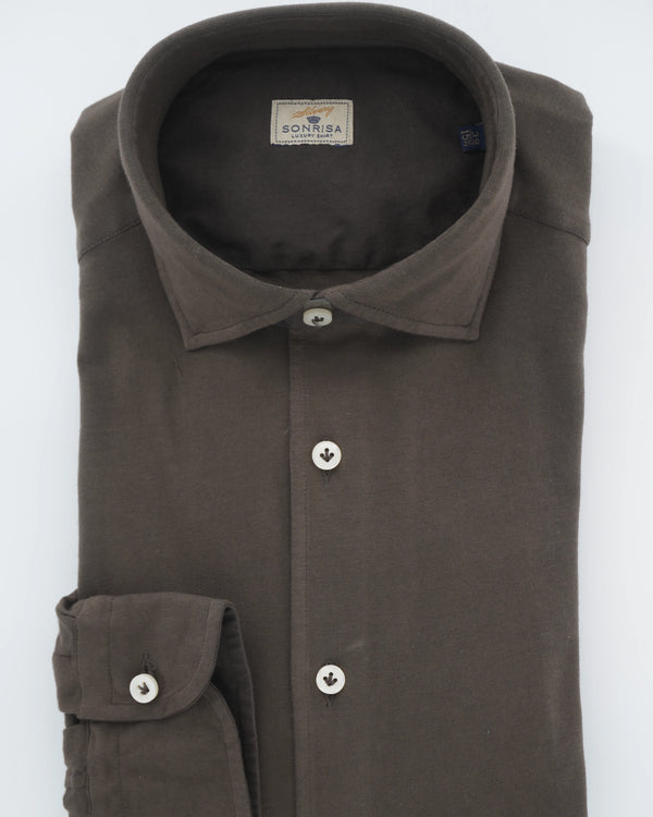Sonrisa Shirt Washed Cotton Jersey Brown