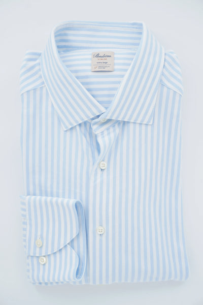 Stenströms Shirt Luxury Jersey Stripe Light Blue