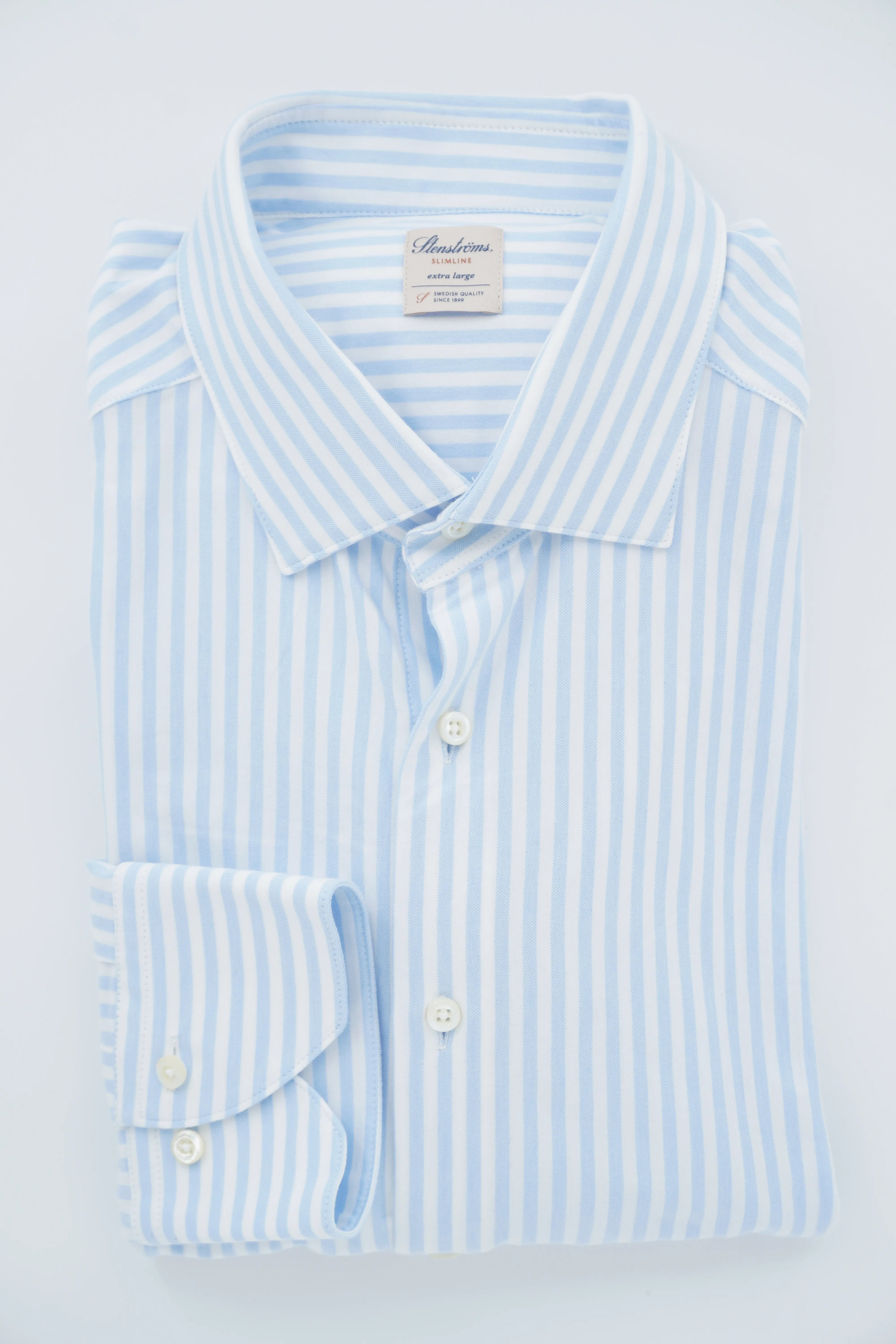 Stenströms Shirt Luxury Jersey Stripe Light Blue