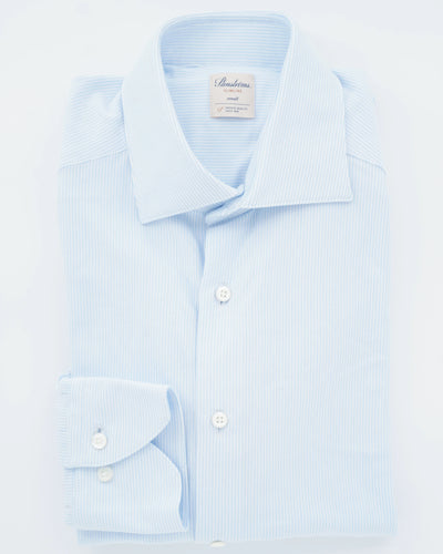 Stenströms Shirt Luxury Jersey Fine Stripe Light Blue